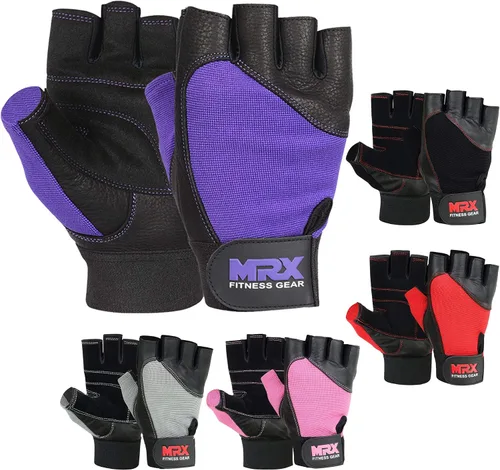 Miniatura 10 de MRX - Guantes de levantamiento de pesas, entrenamiento de gimnasio, fisicoculturismo, fitness, levantamiento de pesas, guantes de cuero genuino