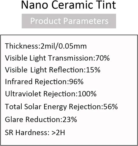 Miniatura 3 de VLT 70% 2Mil Verde Nano Cerámica Solar Tint Film Car Front Parabrisas Tint Vidrio Privacidad UV100% para Auto Ventana Casa Vinilo