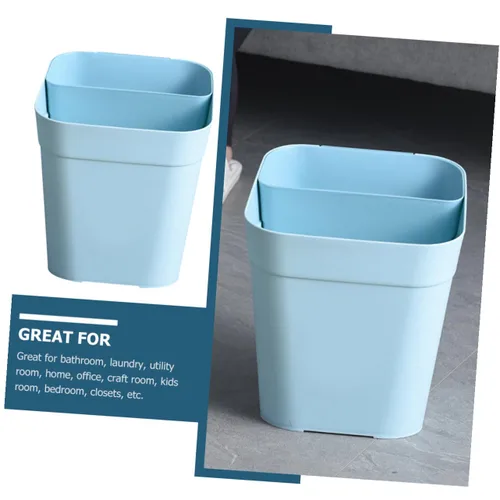Miniatura 9 de Zerodeko Cubo de basura de cocina de doble compartimento, 2 compartimentos, cesta de basura de plástico para oficina en casa, color azul
