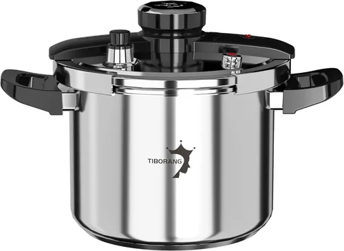 TIBORANG Olla de Presión de Acero Inoxidable de 8.5 QT, [Multi-Cocina para Estufa de Gas e Inducción] [Ahorra 70% del Tiempo de Cocinado] [Operación