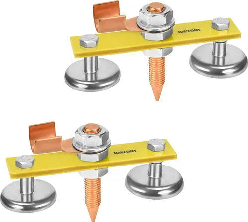 BAYTORY - Herramientas de abrazadera de sujeción magnética de soldadura mejoradas, 2 piezas de cabeza de imán de soldadura gemela, magnetismo fuerte