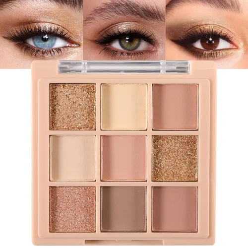 Miniatura 39 de Erinde Paleta de maquillaje de sombra de ojos de 9 colores con purpurina y lavanda brillante y mate, violeta, malva, púrpura oscura, plateado