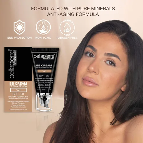 Miniatura 4 de bellapierre BB Cream con SPF 20 - Protector solar tintado, corrector, base y crema facial hidratante Fórmula ligera + aplicador superior No Medio