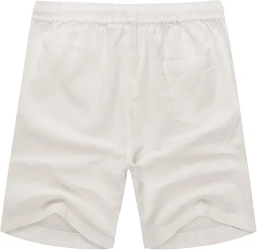 Miniatura 3 de COOFANDY Pantalones cortos de lino para hombre con cintura elástica y cordón para playa