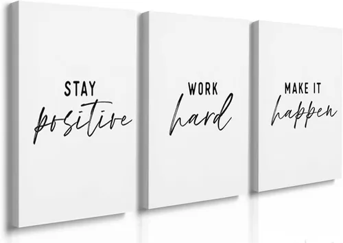 Miniatura 13 de GUBIYU Decoración de pared familiar para el hogar, juego de 3 impresiones inspiradoras en lienzo enmarcadas en blanco y negro, pinturas artísticas
