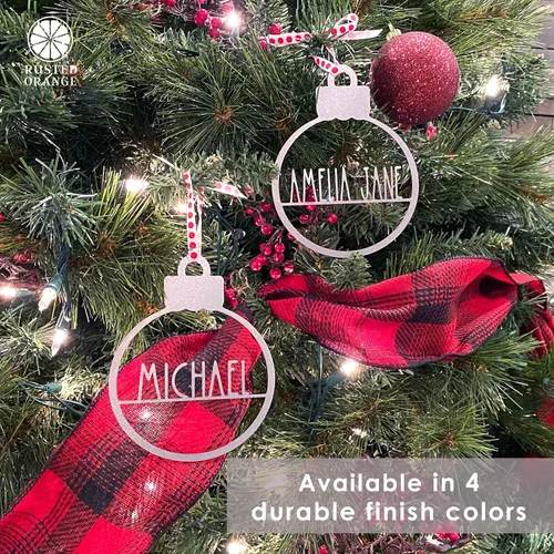 Miniatura 4 de Amelia Jane - Adornos personalizados (individual; 4 pulgadas) – Diseño tradicional personalizable 2025 adornos con nombre blanco, plateado, dorado