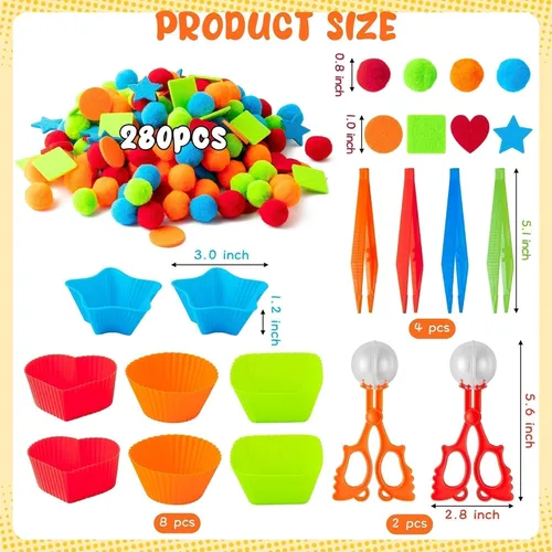 Miniatura 2 de EZdhuawuse Llenadores sensoriales de forma de cubo – 295P forma de verano de habilidades motoras finas juguetes de conteo para niños educación