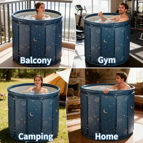 Miniatura 8 de Bañera portátil plegable y fría, gran bañera portátil y fría para el hogar, al aire libre, gimnasios, bañera plegable para ducha (77 galones)