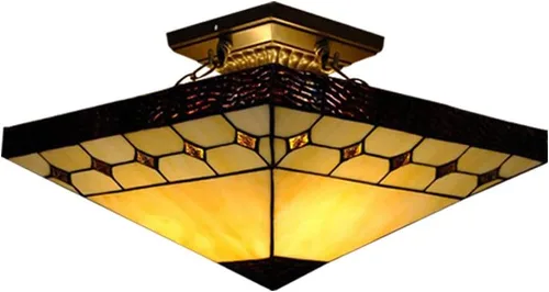 Miniatura 10 de RUNNUP - Lámpara de techo de cristal Tiffany, estilo retro, para iluminación de techo, instalación fija, atractiva decoración para cocina
