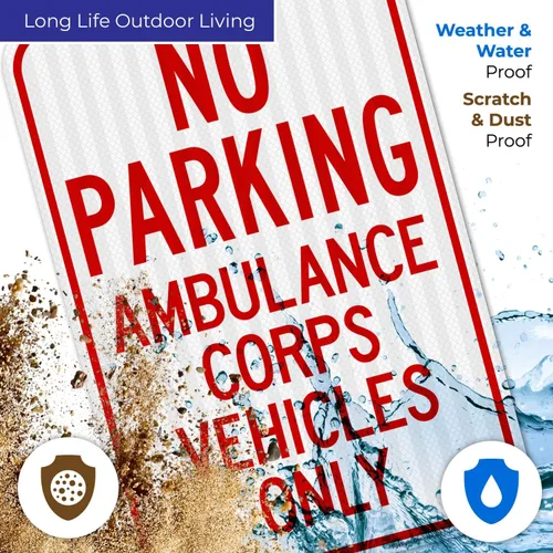 Miniatura 5 de No Parking Ambulance Corps Vehicles Only Sign, 12x18 Inches, 3M EGP Reflective .063 Aluminum, Fade Resistant, Made in USA