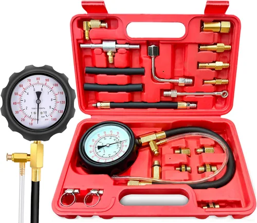 Miniatura 9 de BETOOLL HW0138 0-140PSI kit de herramientas para el auto con medidor de presión de la bomba de inyección de combustible.
