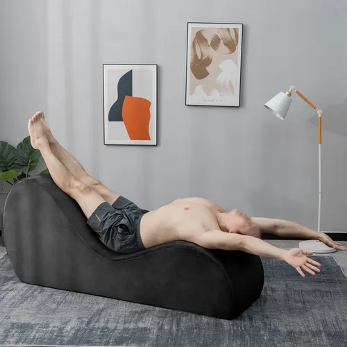 Miniatura 6 de Zenosyne Silla de yoga con funda lavable, bolsillos laterales, parte inferior antideslizante para dormitorio, silla de yoga para relajación