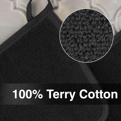 Miniatura 2 de RITZ Agarradera de olla y salvamanteles de rizo: Resistente al calor sin igual, duradera 100% algodón – Diseñado ergonómicamente para un agarre Negro
