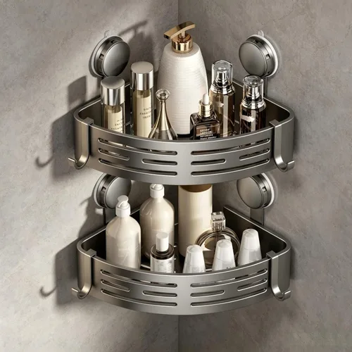 Miniatura 8 de VOLPONE Organizador de Ducha Esquinero con Ventosa Estante de Ducha Esquinero Sin Perforaciones Organizador de Ducha para Baño Estante