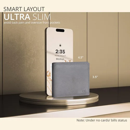 Miniatura 67 de Carteras RFID delgadas para hombres - Cartera de bolsillo frontal de piel genuina