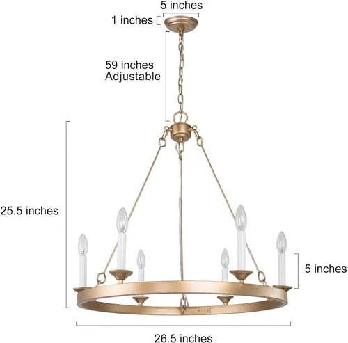 Miniatura 2 de Uolfin Candelabro de rueda de carro, moderno, grande, de 26.5 pulgadas, con 6 candelabros blancos para cocina, sala de estar y dormitorio
