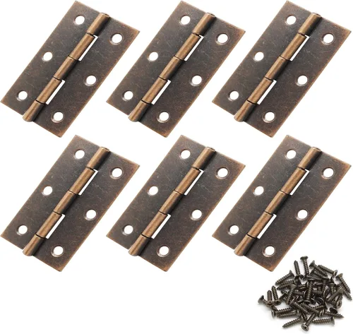 Miniatura 30 de Murtenze Paquete de 12 Bisagras de Puerta de 2.5 Pulgadas, Bisagras de Armario, Bisagras de Bronce Rojo, Bisagras de Cojinete de Bola, Bisagras