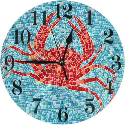 Miniatura 9 de Reloj de pared de playa de mar, funciona con pilas, reloj redondo silencioso sin tictac, decoración de pared para el hogar, oficina, escuela, 9.8