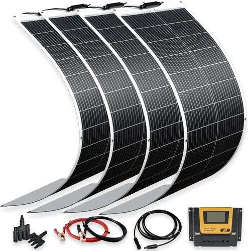 Miniatura 11 de XINPUGUANG Kit de sistema flexible de panel solar de 200 W 12 V, módulo de fibra de vidrio monocristalino de 2 x 100 W, cable de extensión