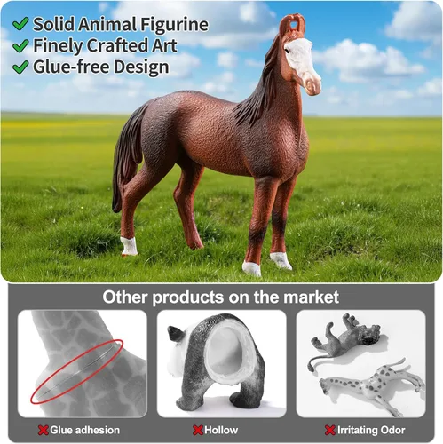 Miniatura 4 de 8 figuras de caballo grandes de 6 pulgadas, juguetes de animales para niños, figuras de animales de granja de plástico realistas, juguetes