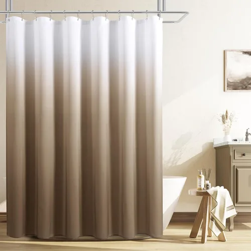 Miniatura 22 de Cortinas de ducha negras para baño, juego de cortinas de ducha de tela texturada ombre, lujo de hotel y spa con 12 ganchos, lavable a máquina