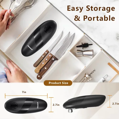 Miniatura 8 de SAKAMOSH Abridor de Latas Eléctrico de Borde Liso, Abridor de Latas de Cocina a Pilas para Personas Mayores con Artritis, Corte Lateral con un Toque