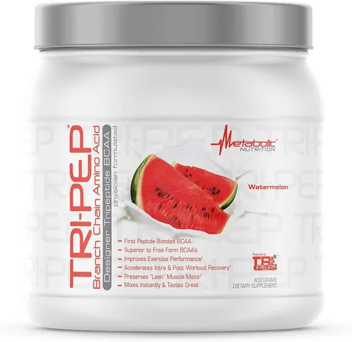 Miniatura 9 de Metabolic Nutrition TRIPEP - Aminoácido de cadena de rama de tres péptidos, polvo BCAA, suplemento pre intrapost-entrenamiento Sandía, 14.11 oz