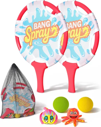 Juego de pelota de remo de agua con 2 bolas flotantes de animales y 2 bolas flotantes, juego de pelota de remo de playa para niños y adultos, juegos