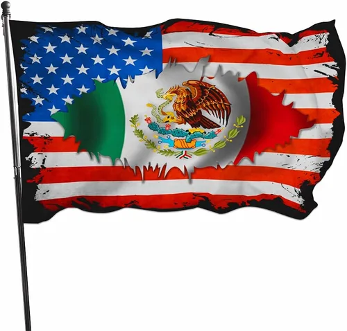 Banderas de la amistad de México USA de 3 x 5 pies con ojales de latón para decoración del hogar de dormitorio, impresión de doble cara M1