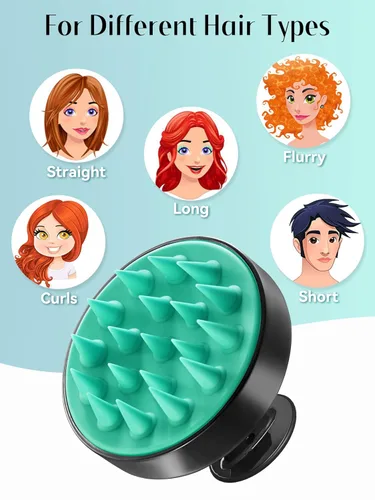 Miniatura 15 de HEETA Masajeador de cuero cabelludo para el crecimiento del cabello, cepillo de champú exfoliante de cuero cabelludo de silicona suave para Rojo