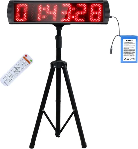 Temporizador digital de carreras con pantalla LED grande con batería, función de cuenta regresiva/arriba/reloj de tiempo, control remoto, soporte de