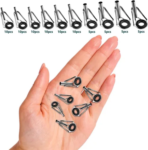 Miniatura 5 de WMYCONGCONG Kit de reparación de puntas de caña, 80 piezas, puntas de caña de pescar de repuesto, guías de anillo de cerámica, kit de reparación