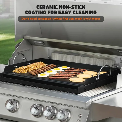 Miniatura 4 de Onlyfire Plancha universal para barbacoa con asas para la mayoría de las parrillas, parrilla antiadherente con revestimiento de cerámica