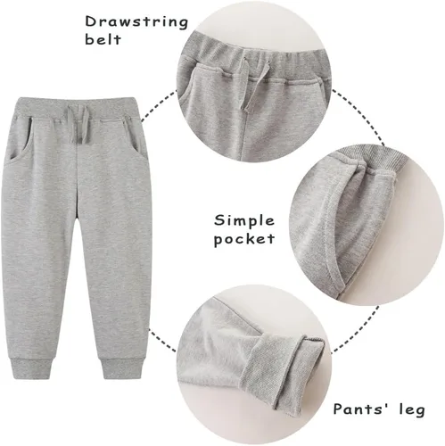 Miniatura 2 de Paquete de 3 pantalones deportivos elásticos con cordón para bebé, de algodón, dinosaurio, con bolsillos