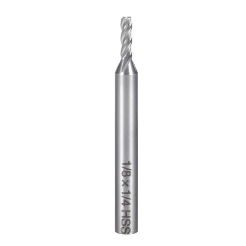 uxcell 1/8 "corte HSS-AL espiral broca de extremo recto cortador de molino 4 flautas con vástago de 1/4"
