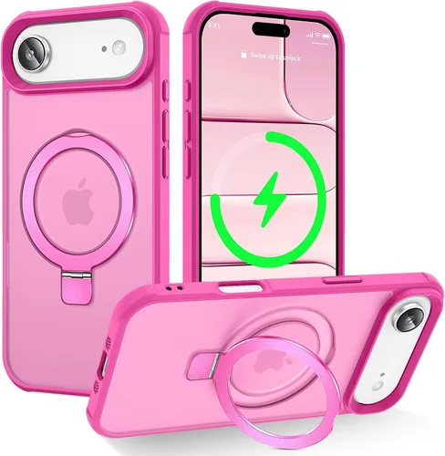 Miniatura 48 de CHAOFEnG Funda magnética compatible con iPhone 11 con soporte, prueba de caídas de grado militar, compatible con imán, anillo translúcido, parte
