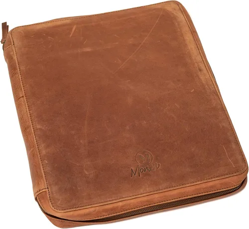 Miniatura 7 de MONZA Cartera de negocios para hombres y mujeres – Cremallera de piel de cabra de primera calidad cerrada, cartera ejecutiva, organizador