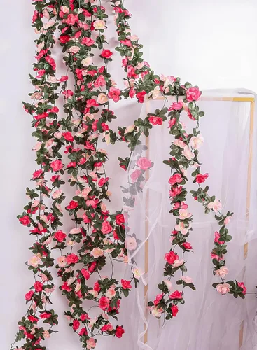 Miniatura 16 de Miracliy 5 guirnaldas de flores azules artificiales de 41 pies, guirnalda floral de primavera falsa para telón de fondo de pared de flores, boda
