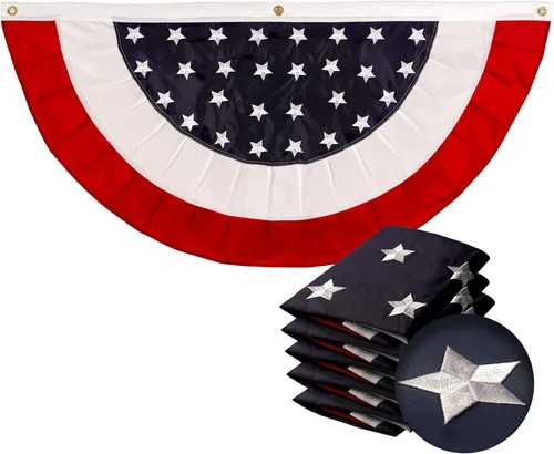 Miniatura 11 de G128 Bandera de abanico plisada de Estados Unidos, estrella de 1.5 x 1.5 pies, círculo central, decoración patriótica del 4 de julio, estrellas
