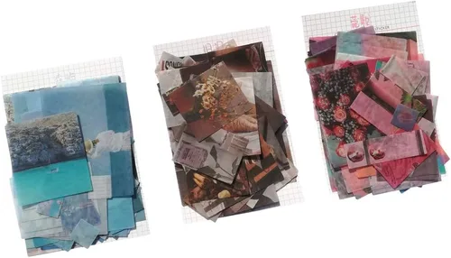 Kawaii Washi - Juego de 210 calcomanías de papel vintage de té de la tarde azul, cielo oceánico, rueda de ferrisa, rosa, fruta, verde, decoración de