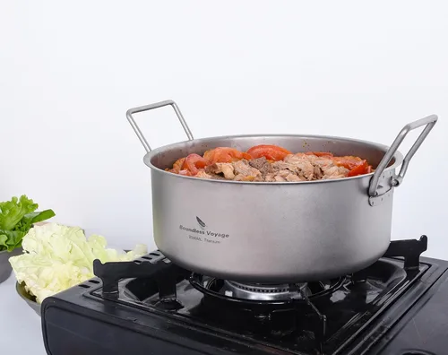 Miniatura 5 de Boundless Voyage Olla de titanio de 2 litros con tapa con mango plegable para sopa para acampar al aire libre, senderismo, picnic, cocina, 2L-Ti2054C