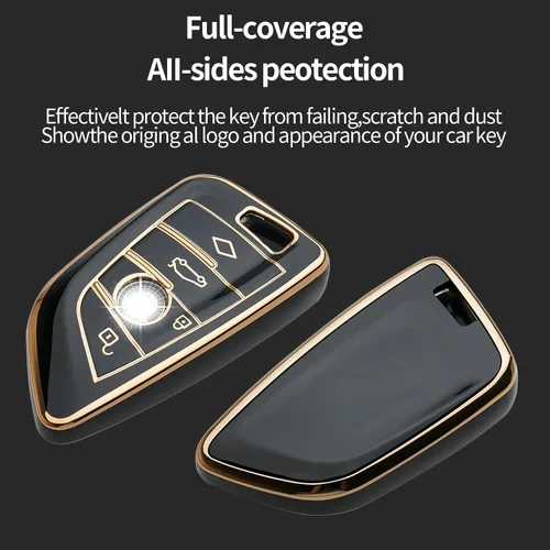Miniatura 3 de Funda para llavero BMW compatible con llavero para llave inteligente 2 5 6 7 Series X1 X2 X3 X5 X6 (negro)
