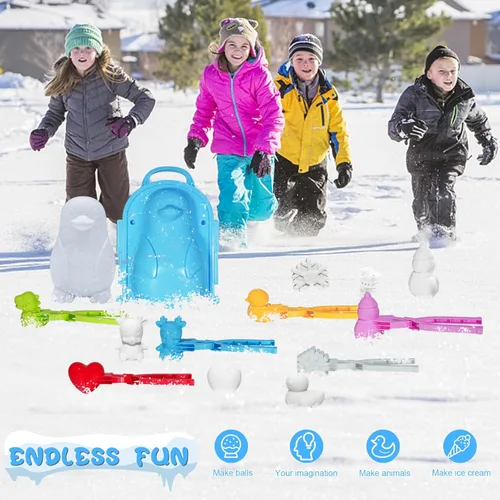 Miniatura 5 de Molde de nieve y molde de arena, actividades al aire libre, encantador pingüino 3D en forma de nieve y arena para niños y adultos, juguete al aire