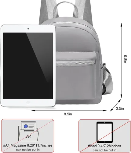 Miniatura 2 de Etercycle Mini mochila monedero para mujer, mochila pequeña, bolsa de hombro para viajes, Gris, Moda