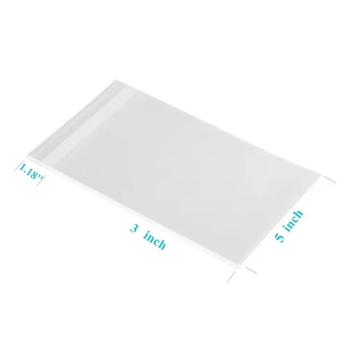 Miniatura 2 de 200 bolsas transparentes de celofán para panadería autosellables de 3x5-1.4 mils de grosor, bolsas pequeñas de plástico adhesivo OPP para galletas