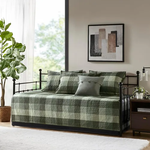 Miniatura 3 de Madison Park Ridge - Juego de funda para sofá cama, diseño reversible con estampado de espiga a cuadros estilo cabaña rústica, ropa de cama de lujo