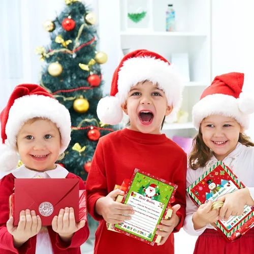 Miniatura 4 de Harloon Kit de Escritura de 150 Piezas Carta a Santa Lista de Deseos de Navidad Muñeco de Nieve Elfo Papel de Carta Navideño Papelería