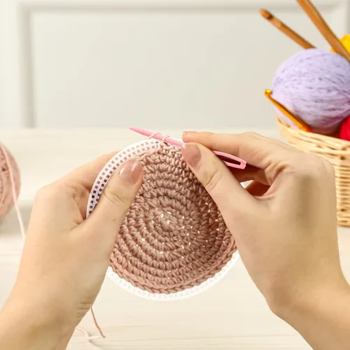 Miniatura 4 de 7 unidades circulares de lona de plástico, hojas de malla, punto de aguja blanca, lona en blanco, tapete de malla de plástico para costura