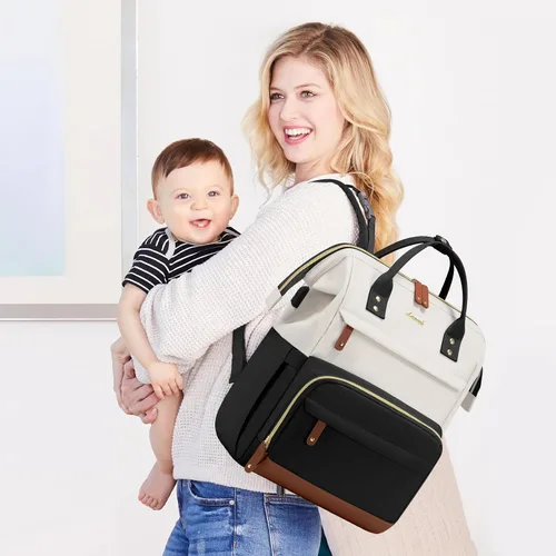 Miniatura 7 de LOVEVOOK Mochila para Pañales, Bolsa de Bebé con Estación de Cambio, Mochila Grande para Pañales para Mamá y Papás, Bolsa Impermeable para Mamá