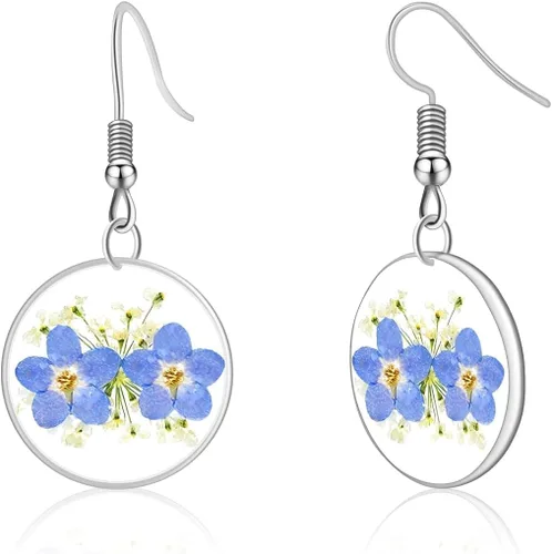 Miniatura 8 de Pendientes de flores prensadas hechos a mano para mujer